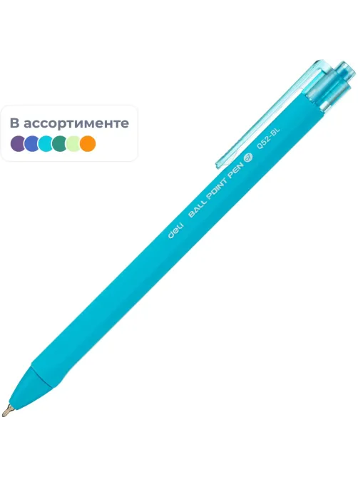 Ручка шариковая автомат. Deli EQ52-BL,гибр.нак 0,7,син.черн,в асс