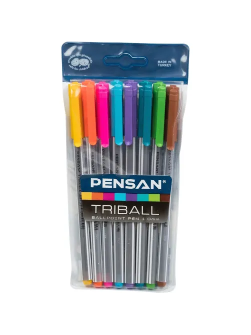Набор шариковых ручек неавт. PENSAN TRIBALL набор8цв,1,0,масл,1003/PVC8