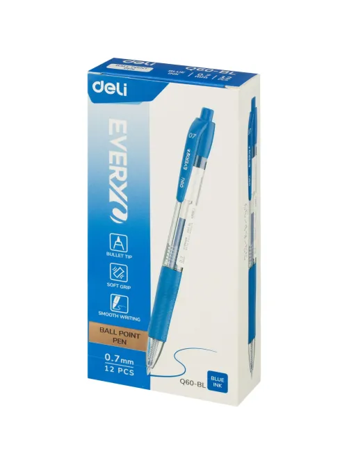 Ручка шариковая автомат. Deli Every, EQ60-BL,син,пул нак.0,7мм