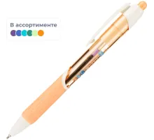 Ручка шариковая автомат. Deli EQ46 игольч.нак,0,7мм,син,резин.грип,4цв асс
