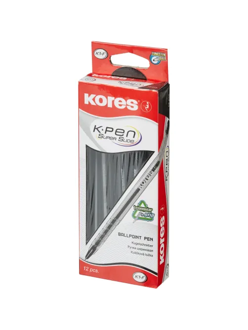 Ручка шариковая неавтомат. KORES К1 F(0,7мм)треуг.корп,черн.ст. 39521