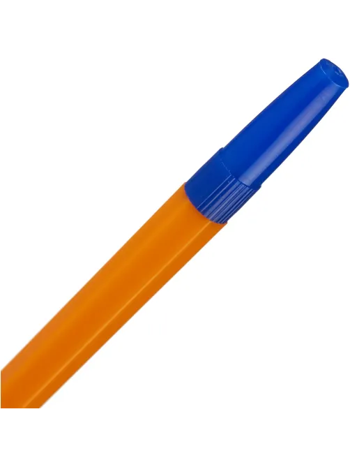 Ручка шариковая неавтомат. Школьник, цв чернил синий 1мм, оранж корп