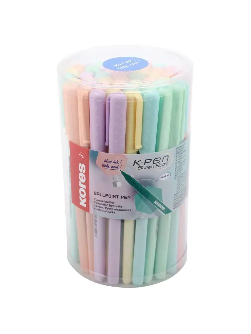Ручка шариковая неавтомат. KORES Pastel K0R-M,син,масл,асс. 37086