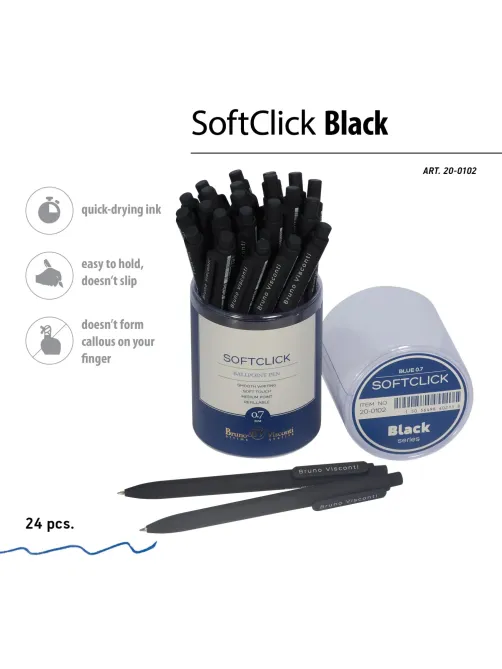 Ручка шариковая автомат. SoftClick.Black 0.7мм синяя 20-0102