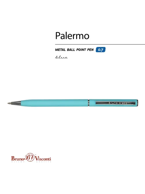 Ручка шариковая автомат. PALERMO бирюз.мет.корп, 0,7мм син 20-0250/09