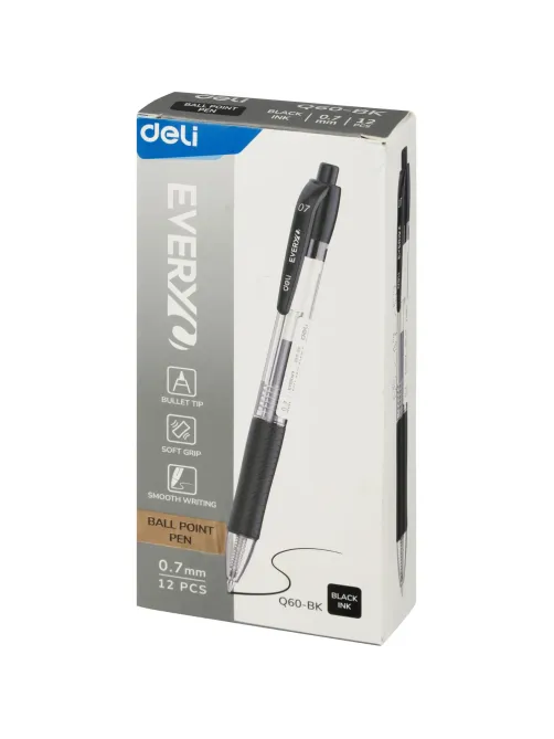 Ручка шариковая автомат. Deli Every, EQ60-BK,черн,пул нак.0,7мм