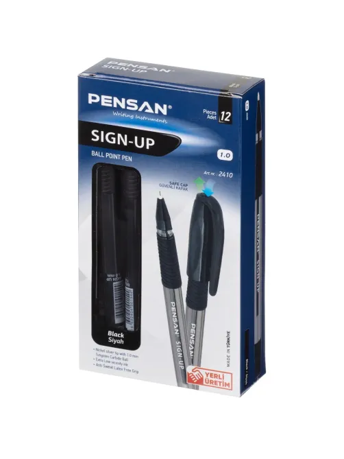 Ручка шариковая неавтомат. PENSAN SIGN-UP черн,1,0,масл,манж,2410/12