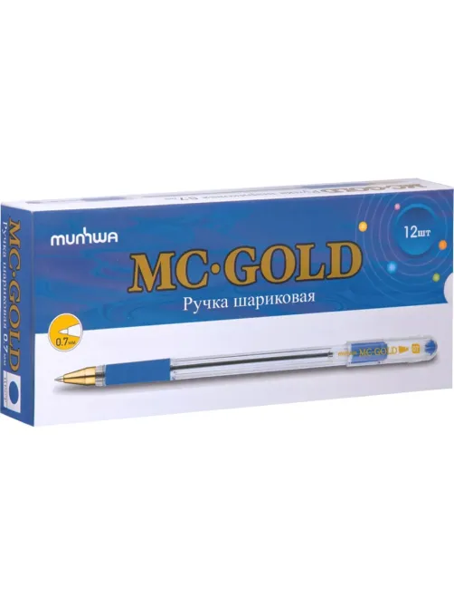 Ручка шариковая неавтомат. MunHwa MC Gold син,0,7мм,масл,манжBMC07-02