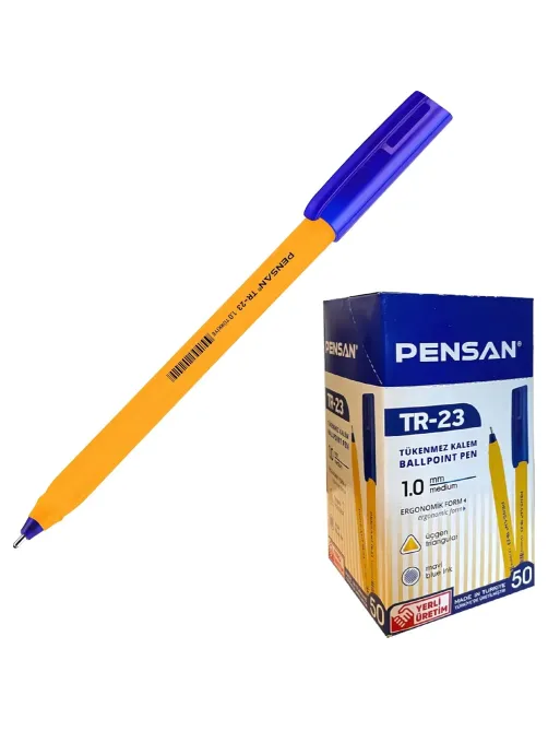 Ручка шариковая неавтомат. PENSAN YELLOW 1,0мм,син,масл,треугTR-23/50