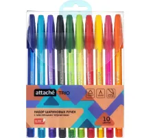 Набор шариковых ручек Attache Trio,лин 0,5мм, 10 цв/наб,масл, не авт