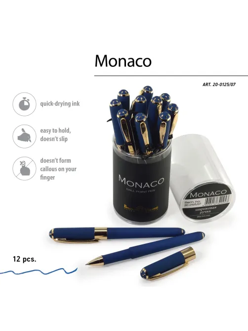 Ручка шариковая неавтомат. MONACO т-син.корп,0,5,син,манж20-0125/07