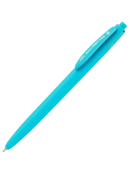 Ручка шариковая автомат. Deli EQ53-BL,гибр.нак0,7,софт-тач,син,в асс