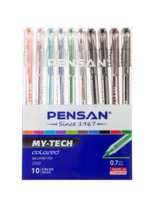 Набор шариковых ручек PENSAN MY-TECH 10цв шар0,7мм лин0,5мм масл 2240/R10