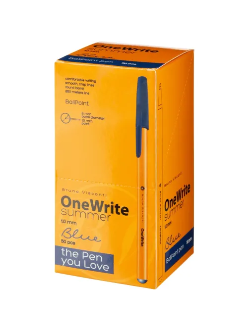 Ручка шариковая неавтомат. OneWrite Summer 1,0мм,лин.0,7мм,син,20-0325/07
