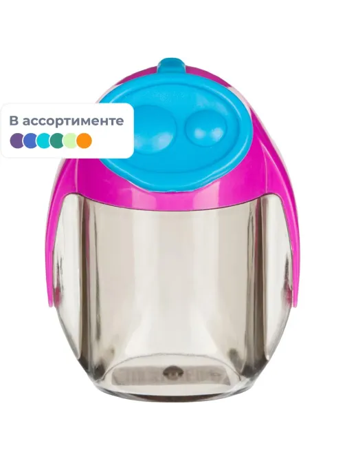 Точилка KORES MIGOO с контейнером, 2 отверстия, ассорти