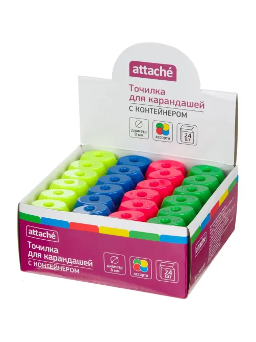 Точилка APS105, на 1 отв., с конт., цвета в ассорт.