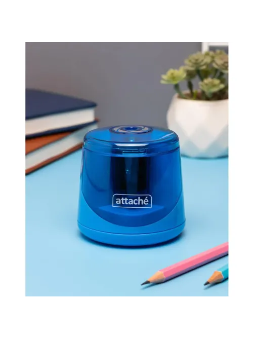 Точилка электрическая Attache,двойное лезвие,1отв,пит. от батареек АА,синий