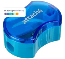Точилка Attache, 1 отверстие, с контейнером, эргономичн, в ассорт