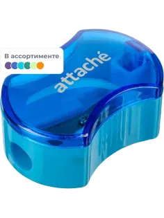 Точилка Attache, 1 отверстие, с контейнером, эргономичн, в ассорт