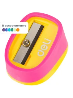 Точилка ручная Deli U-touch, 1 отверстие, пластик, ассорти