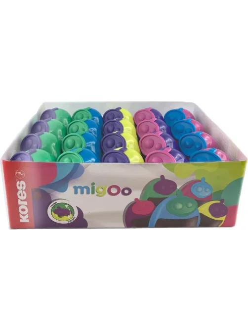 Точилка KORES MIGOO с контейнером, 2 отверстия, ассорти