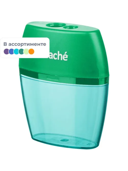 Точилка Attache, 2 отверстие, с контейнером, в ассорт