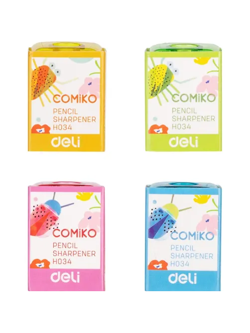 Точилка ручная Deli, 1 отверстие, пластик, стальное лезвие, ассорти