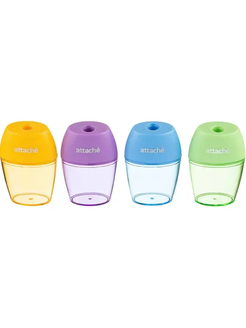 Точилка Attache Bright Colours 1 отв., цветной контейнер, ассорти