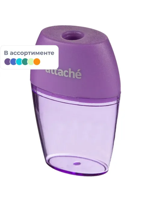 Точилка Attache Bright Colours 1 отв., цветной контейнер, ассорти
