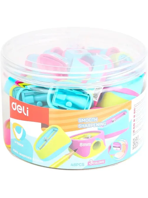 Точилка ручная Deli U-touch, 1 отверстие, пластик, ассорти