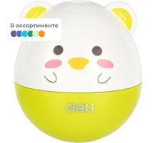 Точилка ручная Deli, 1 отв., с контейнером, пластик, картонная уп., ассорти