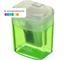 Точилка Attache Economy на 1 отвт, прямоуг, с цветным контейнером, ассорти