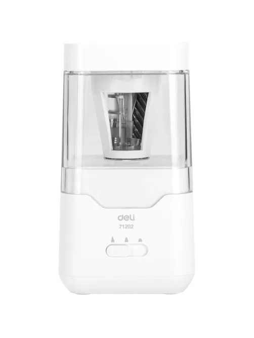 Точилка для карандашей электрич. Deli, 1 отв., пластик ,батарея+ USB, белый