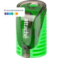 Точилка для карандашей, 1 отв, с контейнером, цв в ассорт, металл, пластик