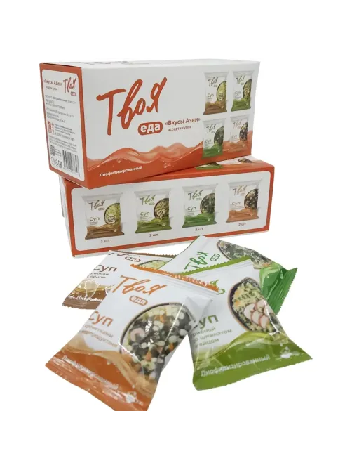 Суп Твоя еда вкусы Азии ассорти супов  шоу-бокс пакет 12гx10 шт/уп