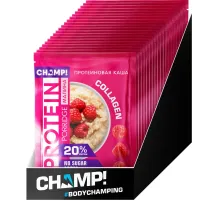 Каша протеиновая CHAMP!  овсяная со льном малина пакет 40г x10шт/уп