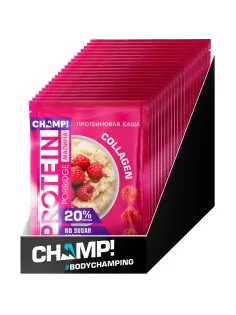 Каша протеиновая CHAMP!  овсяная со льном малина пакет 40г x10шт/уп