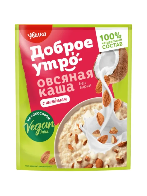 Каша Увелка овсяная на основе кокосового напитка с миндалем 40гх20шт/уп