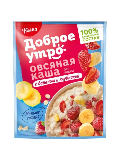 Каша Увелка овсяная   б/п с бананом и клубникой 40гх20шт/уп