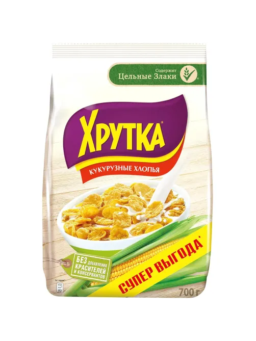 Хлопья кукурузные Хрутка хрустящие, обогащенные кальцием, 700г