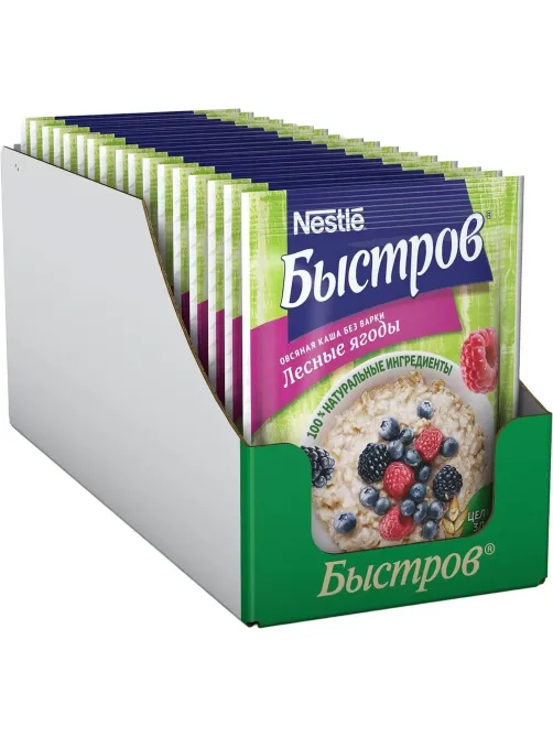 Каша Быстров овсяная с лесными ягодами (без варки), 40гх17шт/уп