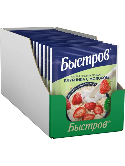 Каша Быстров клубника, молоко 17шт*40г