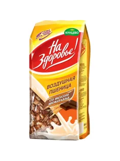 Пшеница воздушная Кунцево На здоровье сухой завтрак со вкусом шоколада,100г