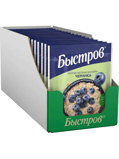 Каша овсяная с черникой Быстров 17шт*40г