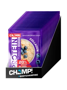 Каша протеиновая CHAMP! овсяная со льном черника пакет 40г x10шт/уп