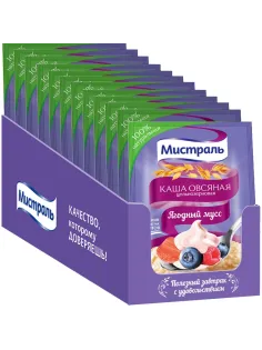 Каша овсяная Мистраль Ягодный Мусс 40гx25шт/уп