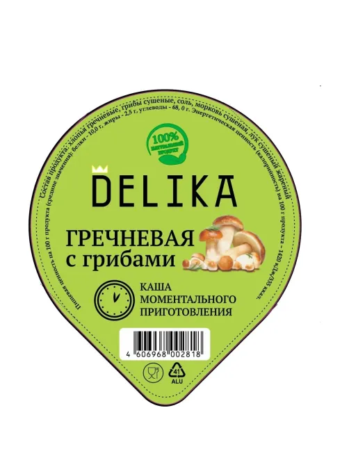 Каша Delika гречневая с грибами, 43г