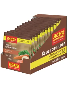 Каша Ясно Солнышко гречневая с морковью и луком, шоу-бокс, 45гх15шт/уп