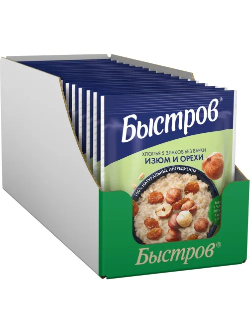 Каша Быстров пять злаков, изюм, орехи 17шт*40г