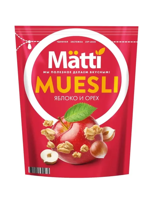 Мюсли   Matti запеченные с орехом и яблоком, 250г
